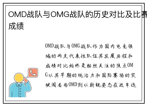 OMD战队与OMG战队的历史对比及比赛成绩